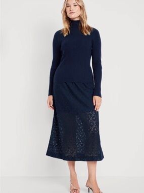Old Navy Navy Lace-Overlay Midi Skirt
